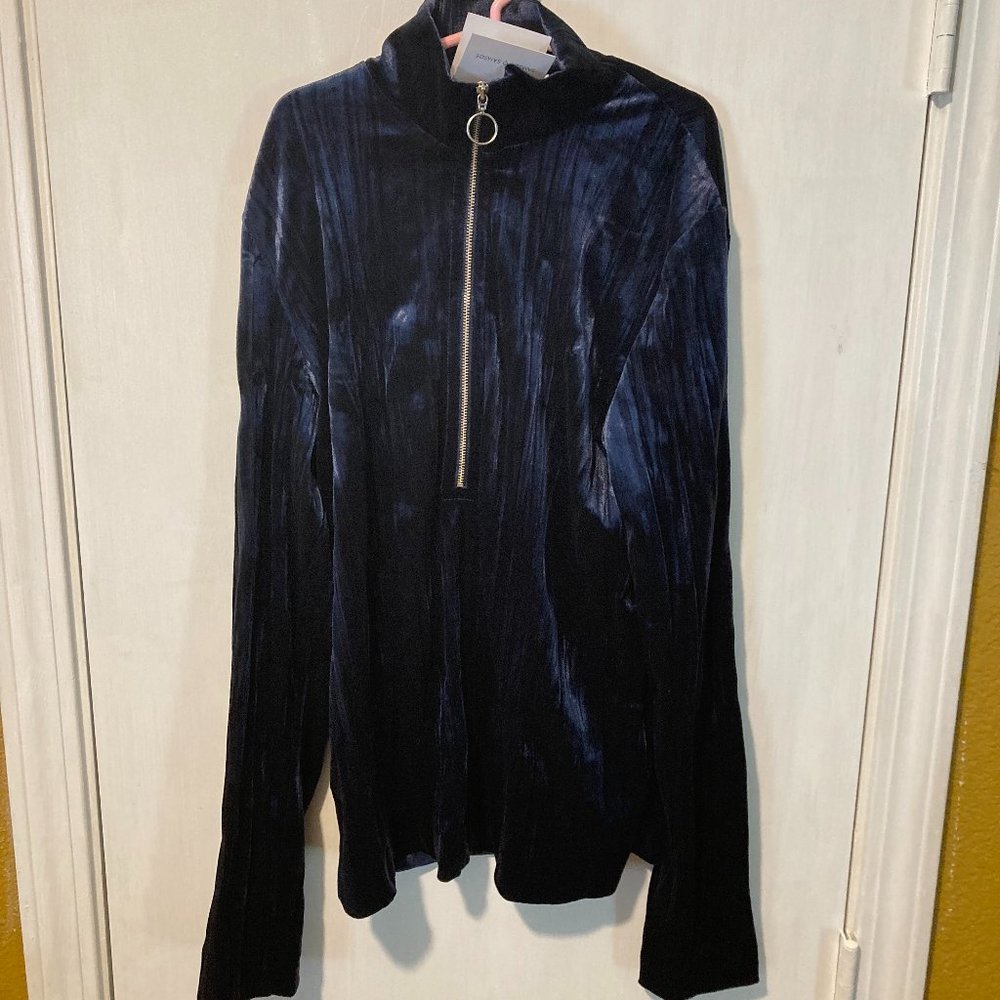Samsoe Samsøe women's size S small dark sapphire half zipper long sleeve blouse